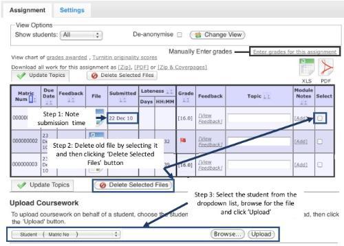 Step by step instructions on replacing a student submisison